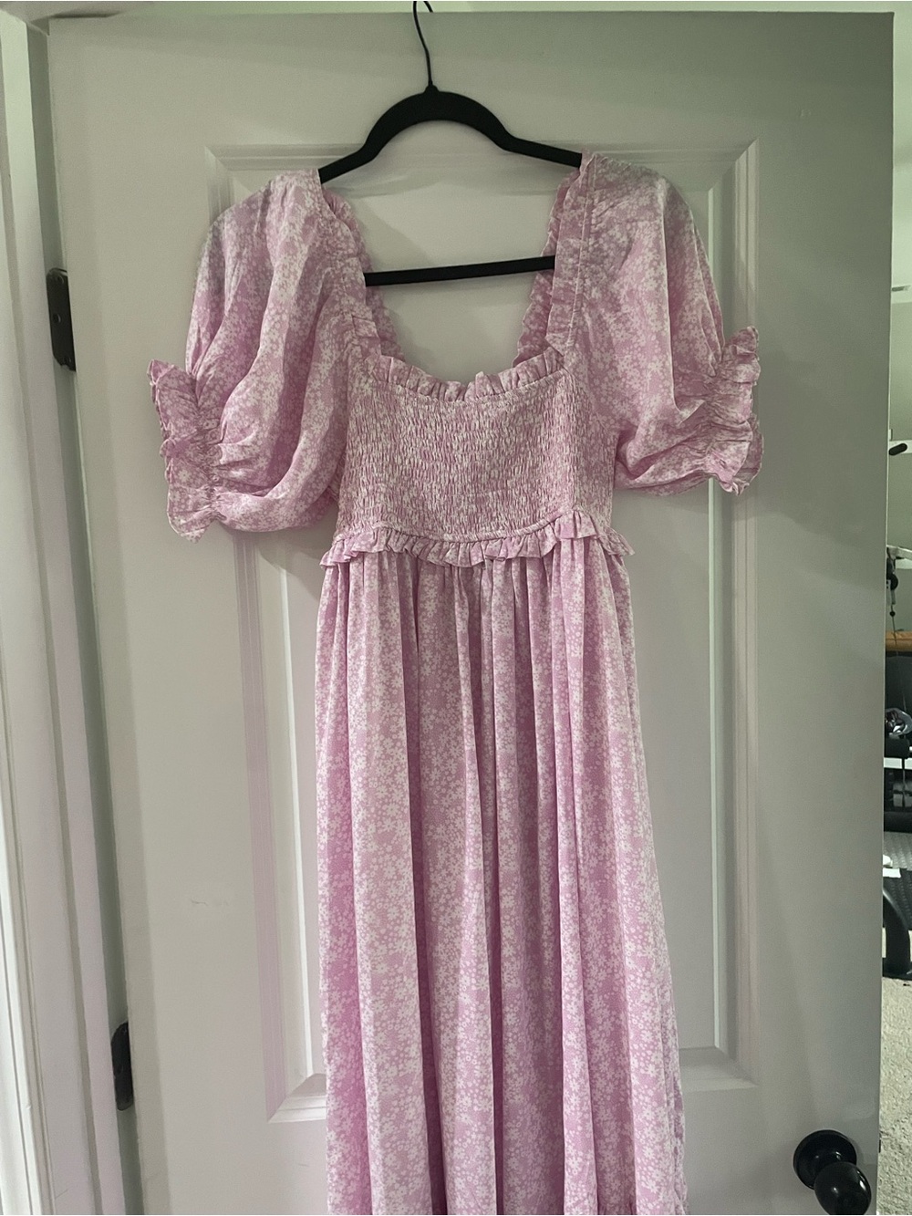 PINK Mable Floral Maxi Dress with Smocked Bodice